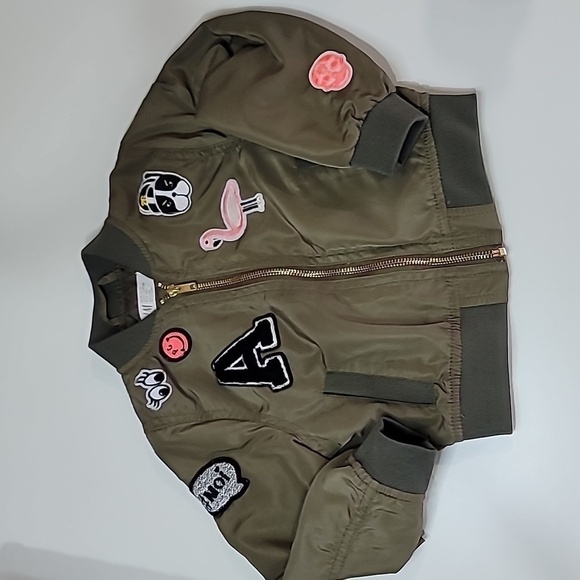 3/$30 H&M Patchwork Army Green Bomber Jacket Toddler - Picture 3 of 7